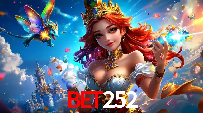 A princesa de um reino de fantasia mágico, com seu pequeno dragão, apresentando um mundo de prêmios encantados nos jogos de caça-níqueis do cassino BET252.